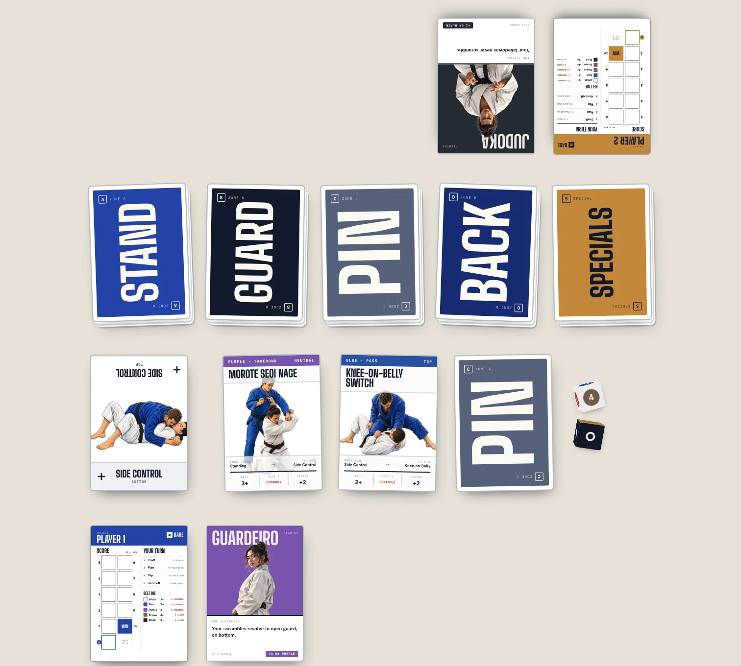 Base cards laid out on a table